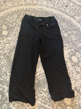 Ambiance Black Textured Straight-Leg Trousers